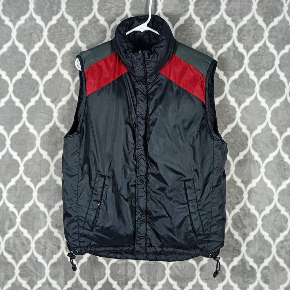 Gap Puffer Vest Men Small Blue Down Reversible Hood Zip Outdoor Vintage